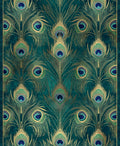 Emerald Peacock Feather Art Nouveau Rug
