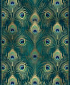 Emerald Peacock Feather Art Nouveau Rug