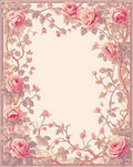 Pink Rose Vine Floral Pattern Rug