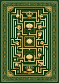 Golden Dice Chessboard Maze Pattern Rug