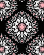 Pink White Floral Mandala Pattern Rug