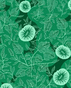 Enchanting Green Floral Line Art Rug