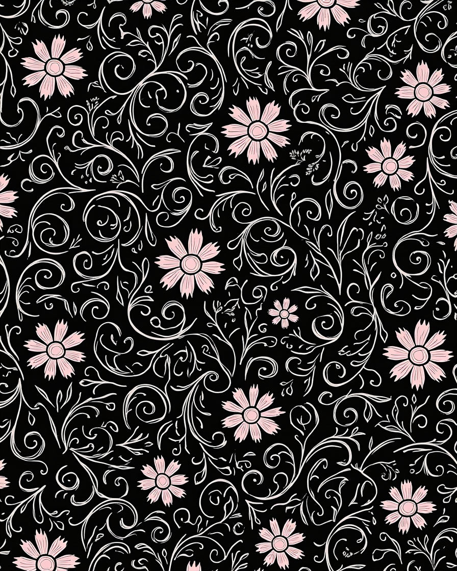 Elegant Floral Swirl Pattern Rug