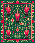 Festive Red Nutcracker Green Ornament Rug