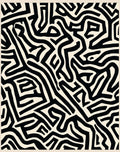 Abstract Black White Maze Pattern Rug