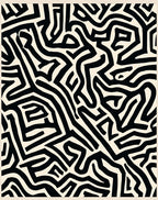 Abstract Black White Maze Pattern Rug