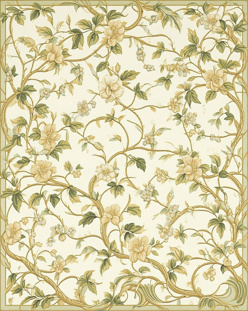 Botanical Vine Floral Cream Rug