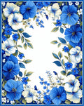 Bold Blue White Floral Vines Rug