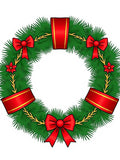Festive Red Bow Green Pine Wreath Rug
