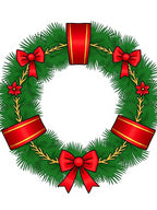 Festive Red Bow Green Pine Wreath Rug
