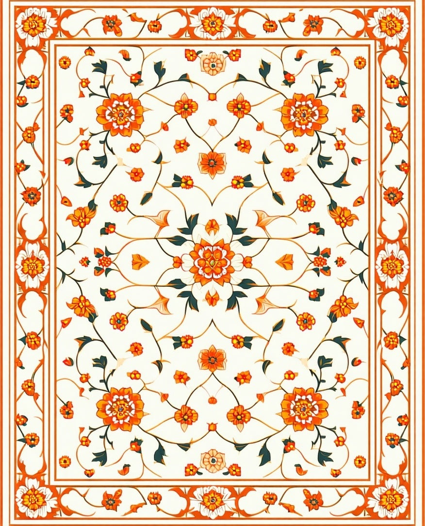 Intricate Floral Garden Pattern Rug