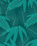 Teal Tropical Leaf Pattern Rug