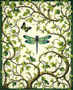Elegant Garden Vines Dragonfly Butterfly Rug