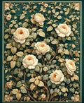 Cream Roses Botanical Garland Rug