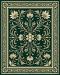 Emerald Golden Floral Vine Scroll Rug