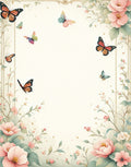 Spring Butterflies Peonies Floral Rug