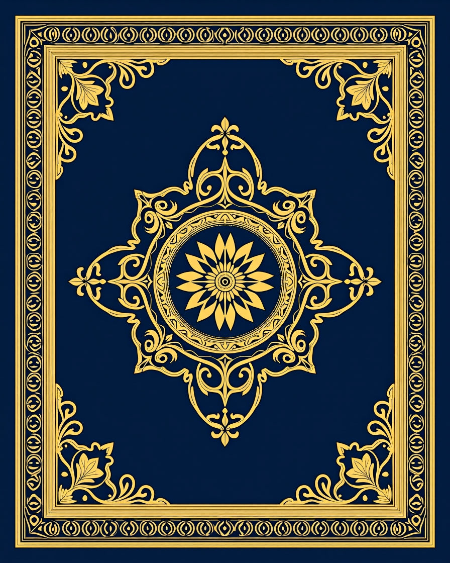 Elegant Golden Floral Mandala Design Rug