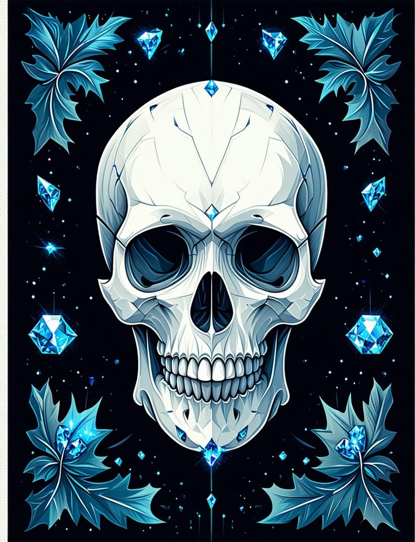 Diamond Skull Blue Crystal Pattern Rug