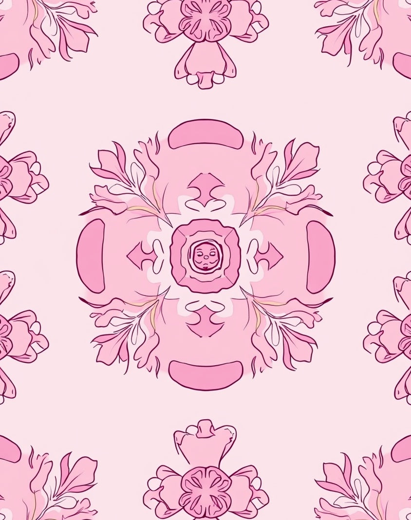 Pink Floral Mandala Pattern Rug