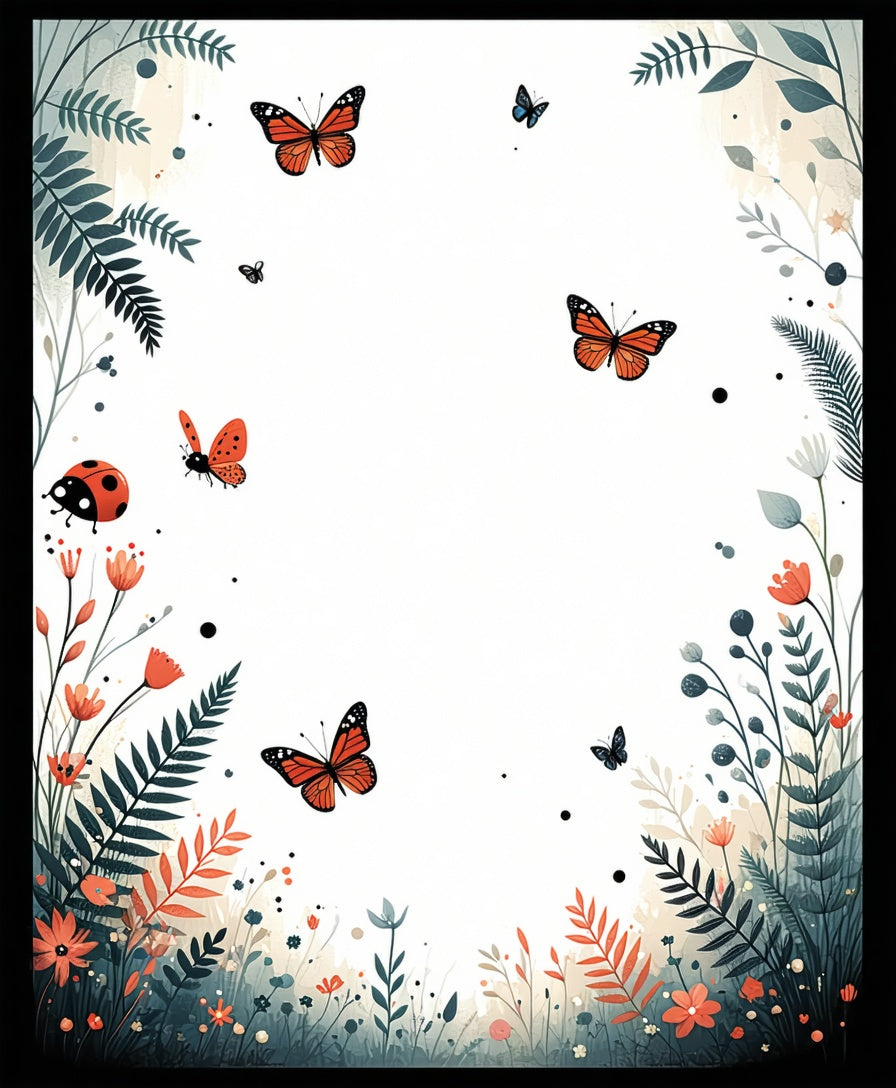 Whimsical Butterfly and Ladybug Garden Design Rug