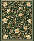 Dark Floral Vine Pattern Rug