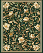 Dark Floral Vine Pattern Rug
