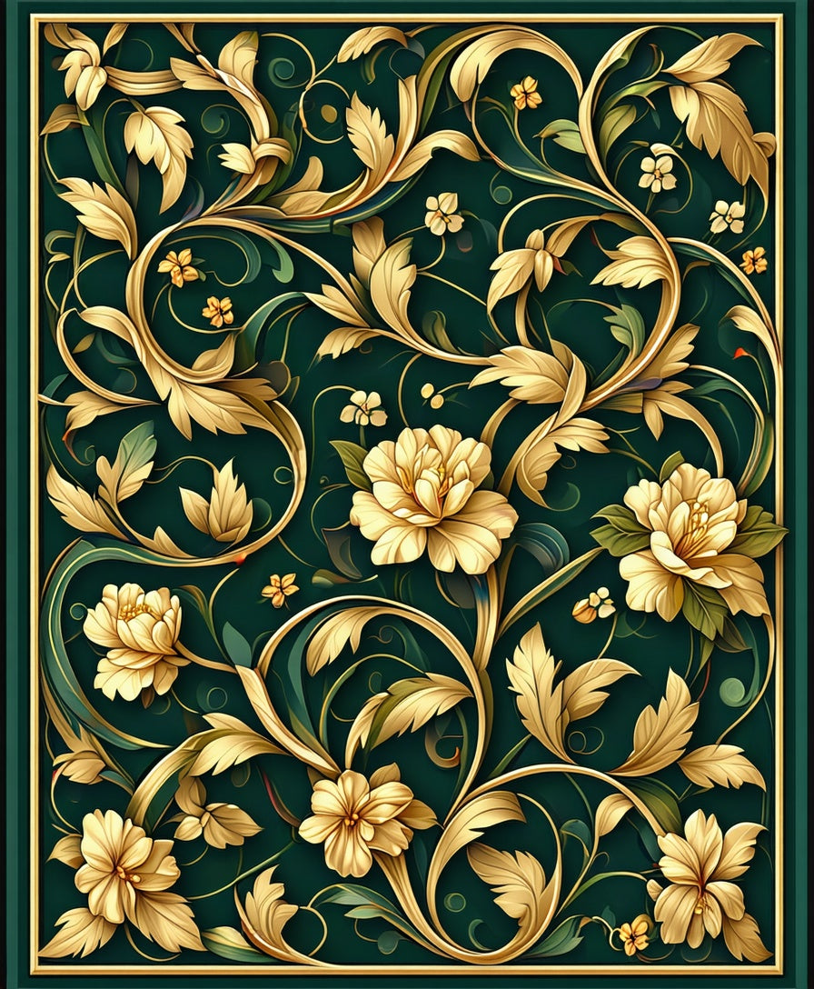 Elegant Floral Art Nouveau Design Rug