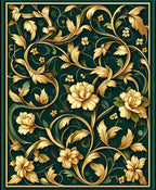 Elegant Floral Art Nouveau Design Rug