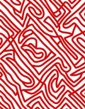 Vibrant Red Abstract Line Swirl Rug
