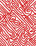 Vibrant Red Abstract Line Swirl Rug