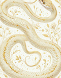 Elegant Gold Snake Botanical Art Rug