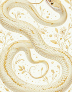 Elegant Gold Snake Botanical Art Rug