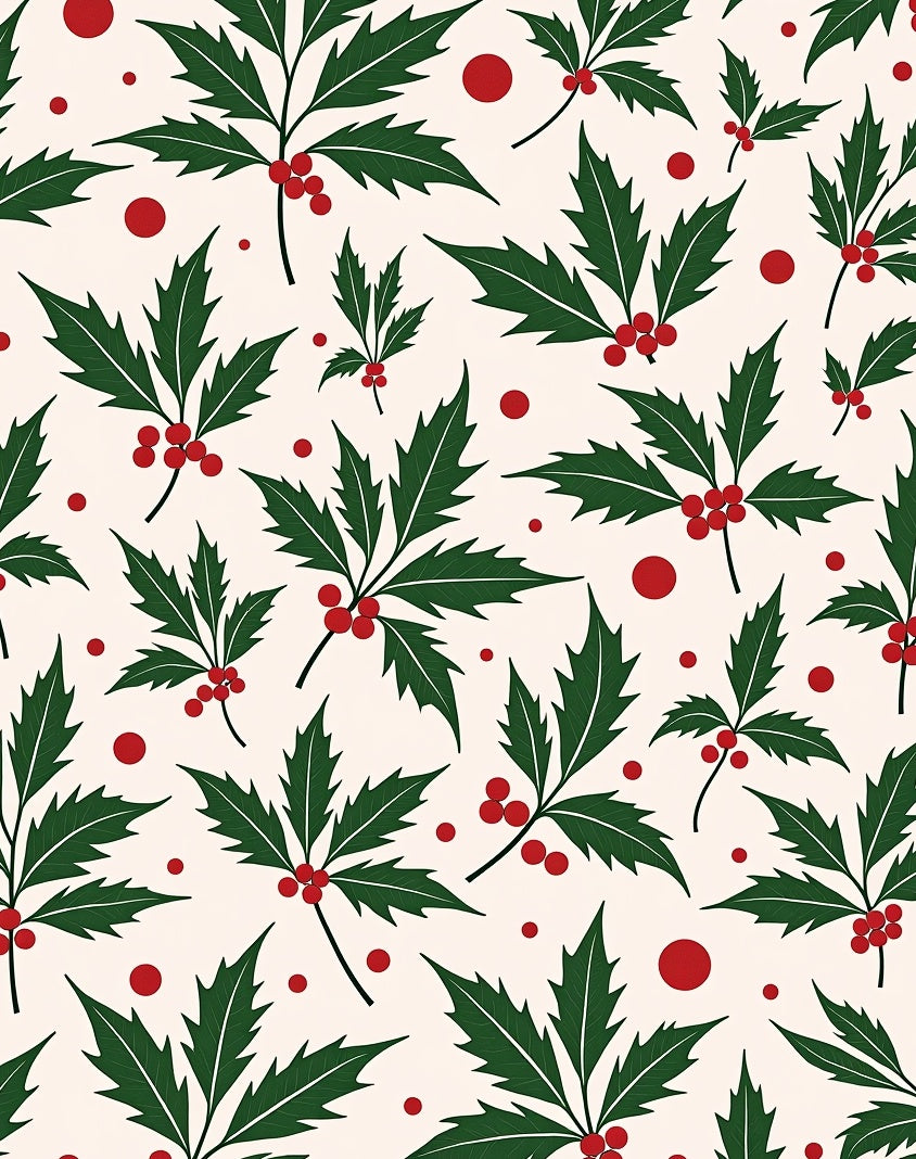 Festive Holly Leaf Berry Cluster Rug