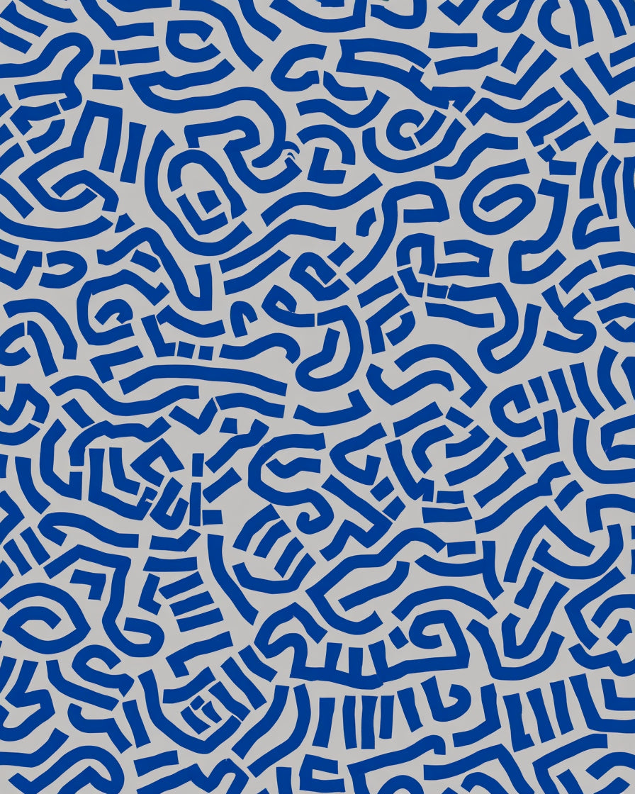 Abstract Blue Ribbon Pattern Rug