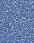 Abstract Blue Ribbon Pattern Rug