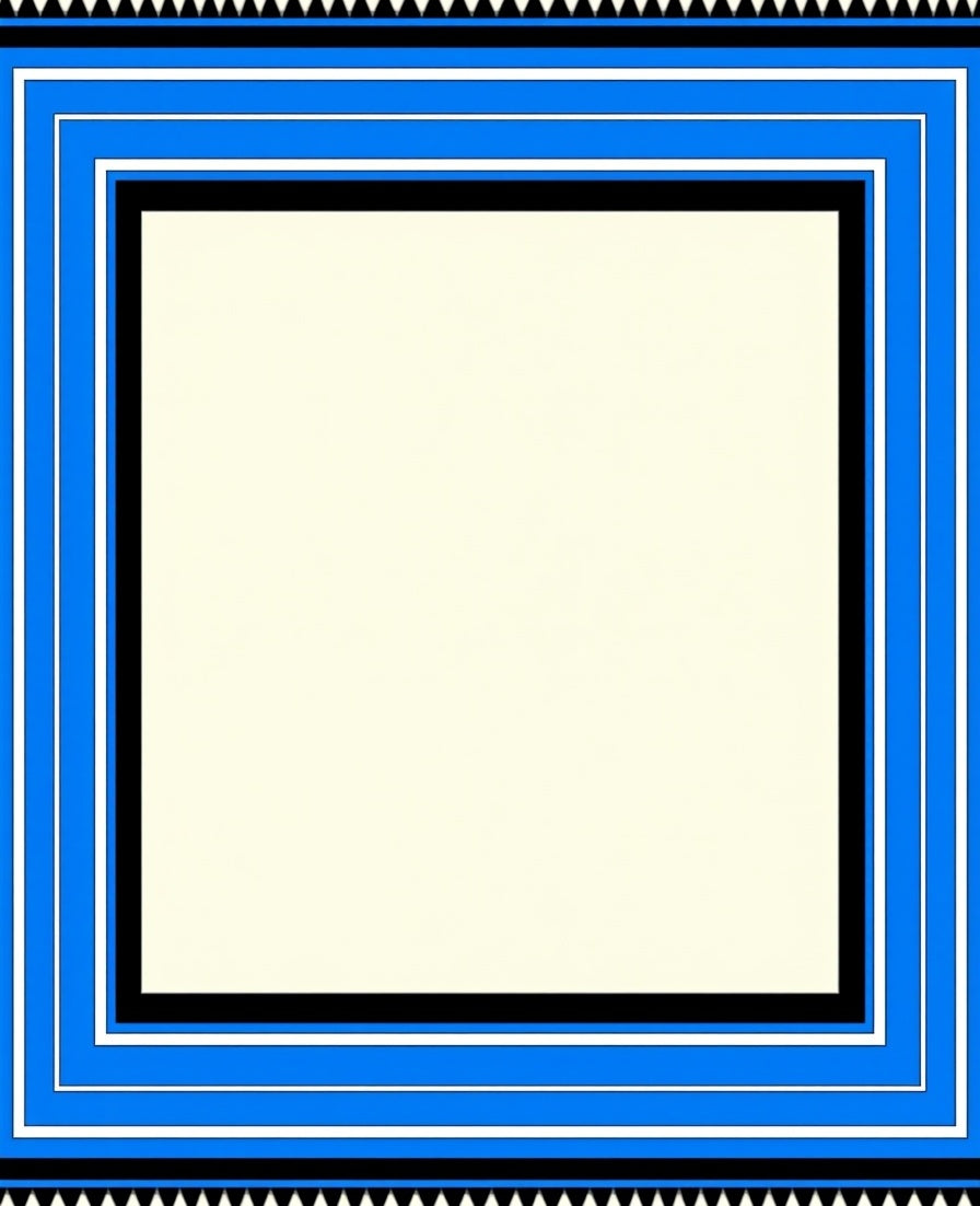Geometric Bold Blue White Black Banded Rug