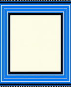 Geometric Bold Blue White Black Banded Rug