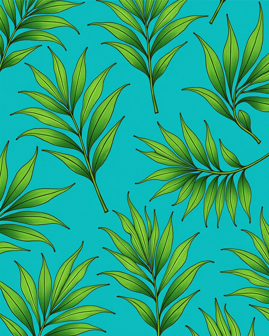 Lush Green Tropical Foliage Rug