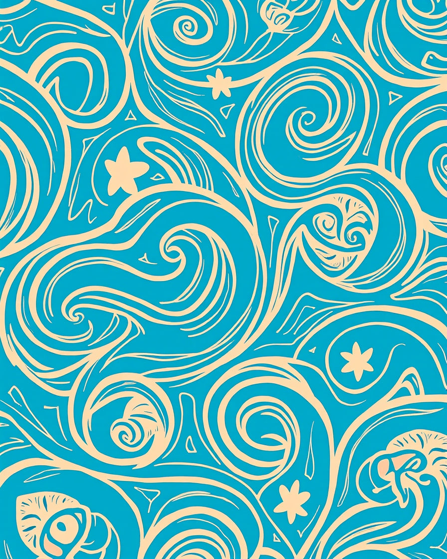 Aqua Swirls And Abstract Stars Rug