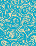 Aqua Swirls And Abstract Stars Rug