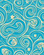 Aqua Swirls And Abstract Stars Rug