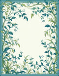 Elegant Teal Vine Border Design Rug