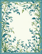 Elegant Teal Vine Border Design Rug