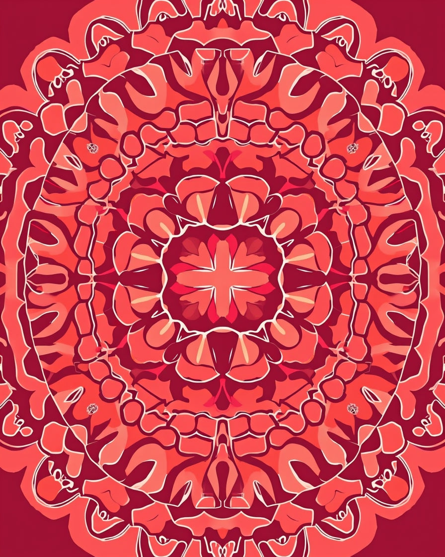 Radiant Red Mandala Pattern Rug