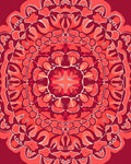 Radiant Red Mandala Pattern Rug