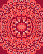 Radiant Red Mandala Pattern Rug