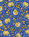 Bold Floral Pattern Blue Yellow Rug