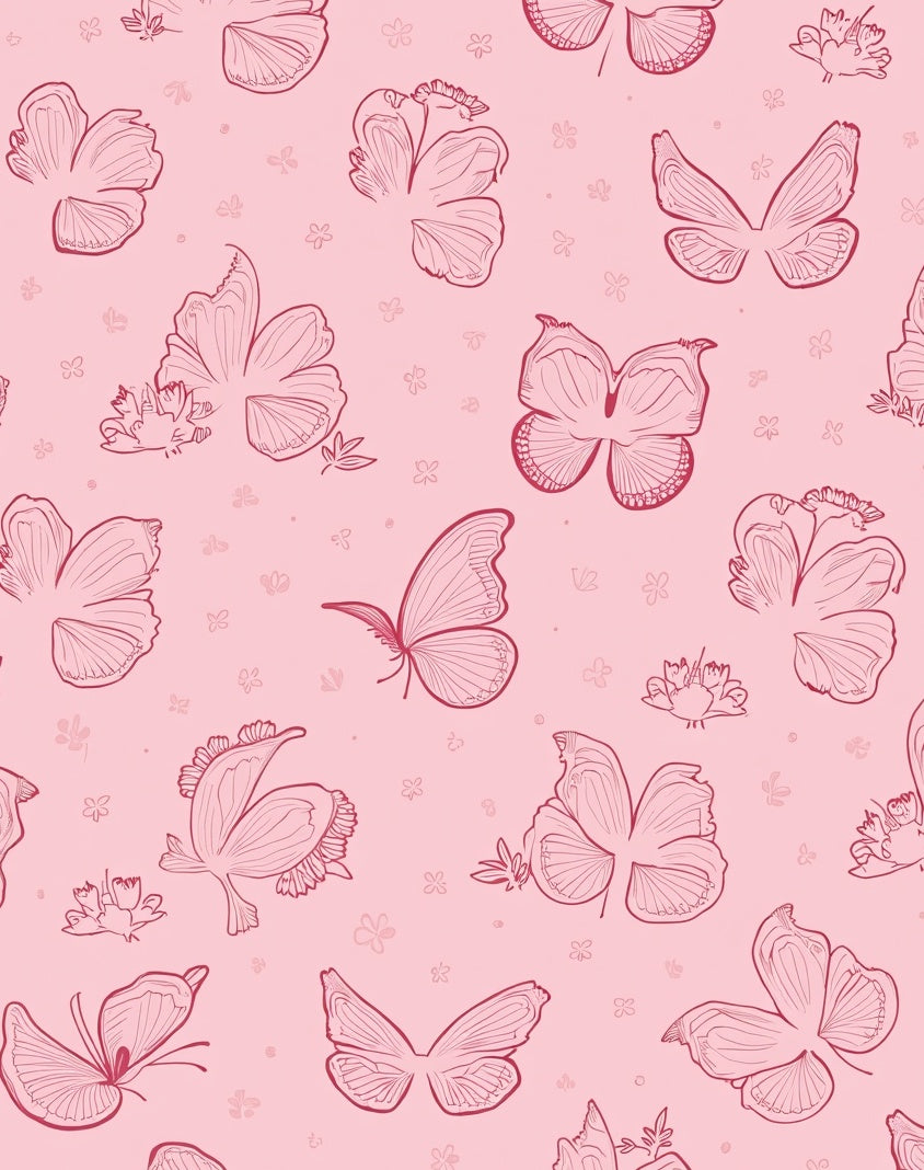 Whimsical Pink Butterfly Pattern Rug