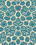 Teal Floral Vine Inspired Pattern Rug