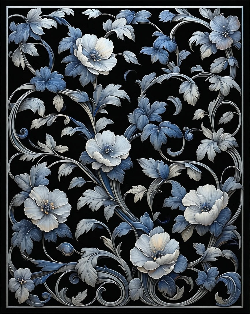Intricate Floral Scrollwork Pattern Rug